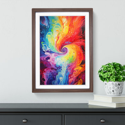 XYZ-FRM-V1223-5389 Rainbow Abstract - Single Picture Frame Print on Wood