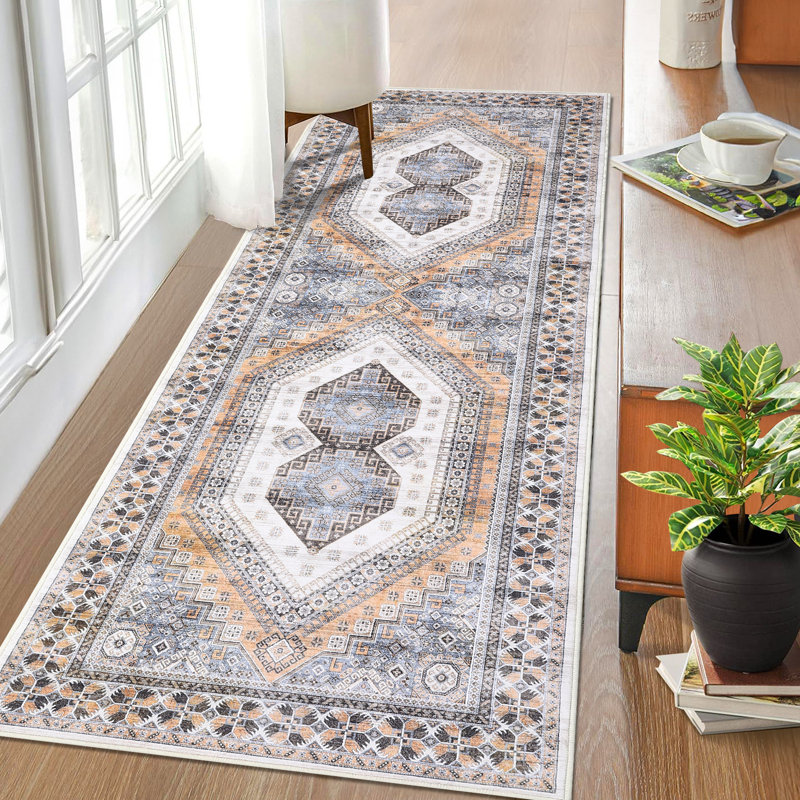 Dagnen Washable Geometric Indoor Rug, Runner 2' x 6'
