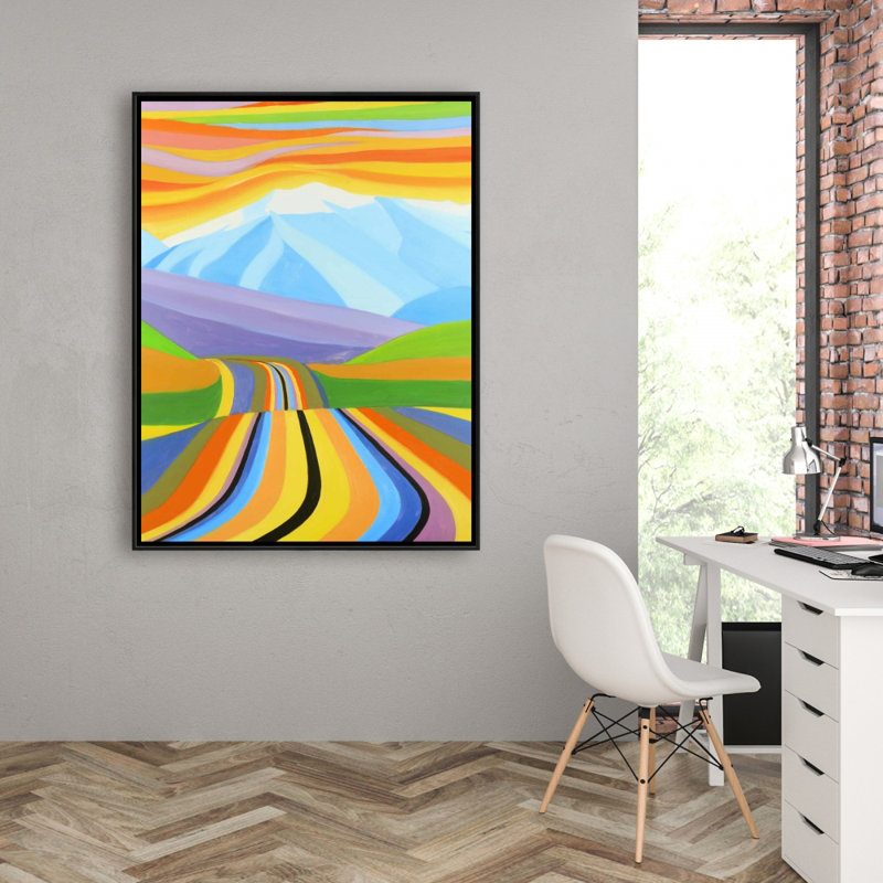 Mountain Road Multicolored Print On Canvas