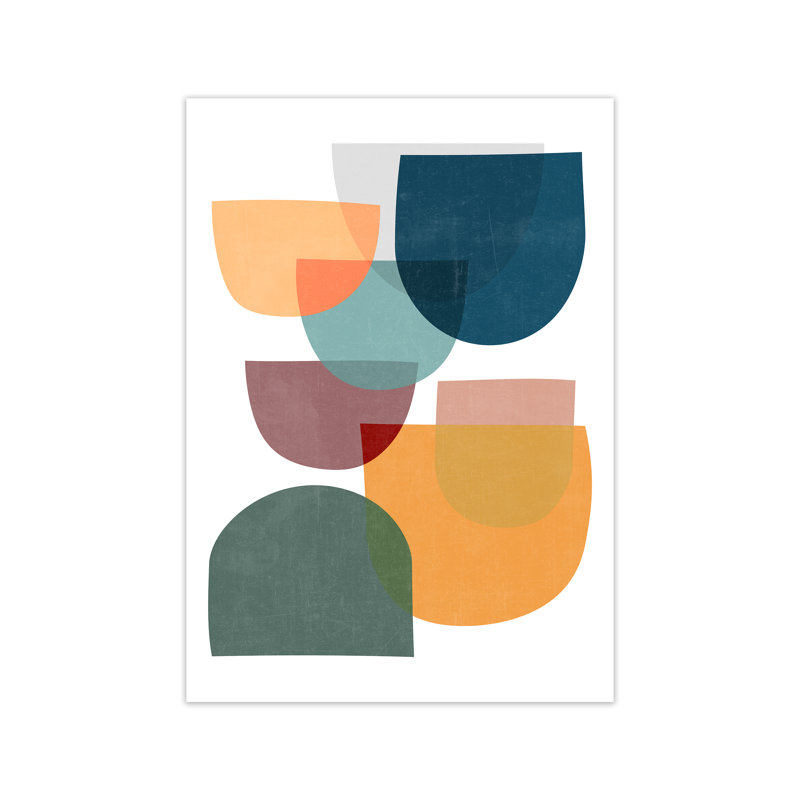 Mid Century Modern Colour A - Print on Canvas, No Frame, 84cm H x 59cm W x 1cm D