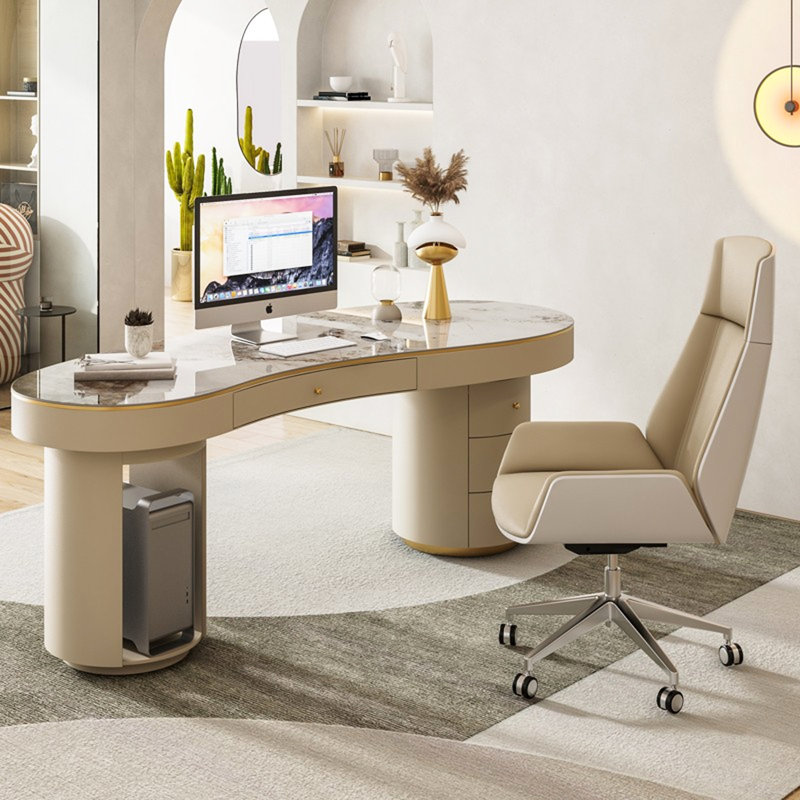 Bureau de luxe léger en pierre frittée, H 29,53 po x l 78,74 po x l 23,62 po