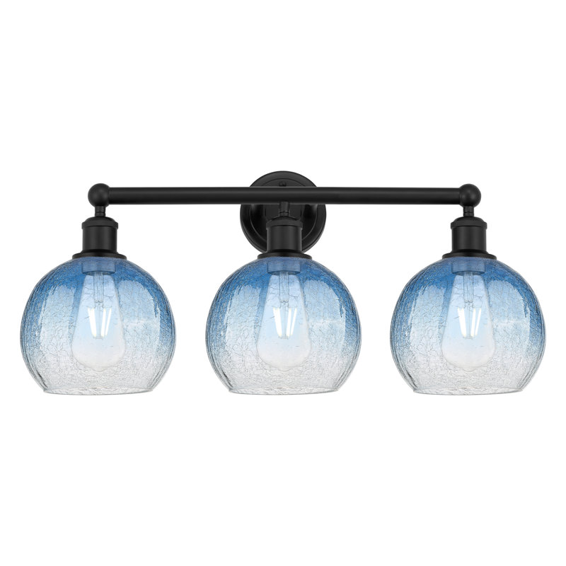 Edison - Appleton - Éclairage pour meuble-lavabo de salle de bain 3 lumières, Noir mat, Bleu saphir