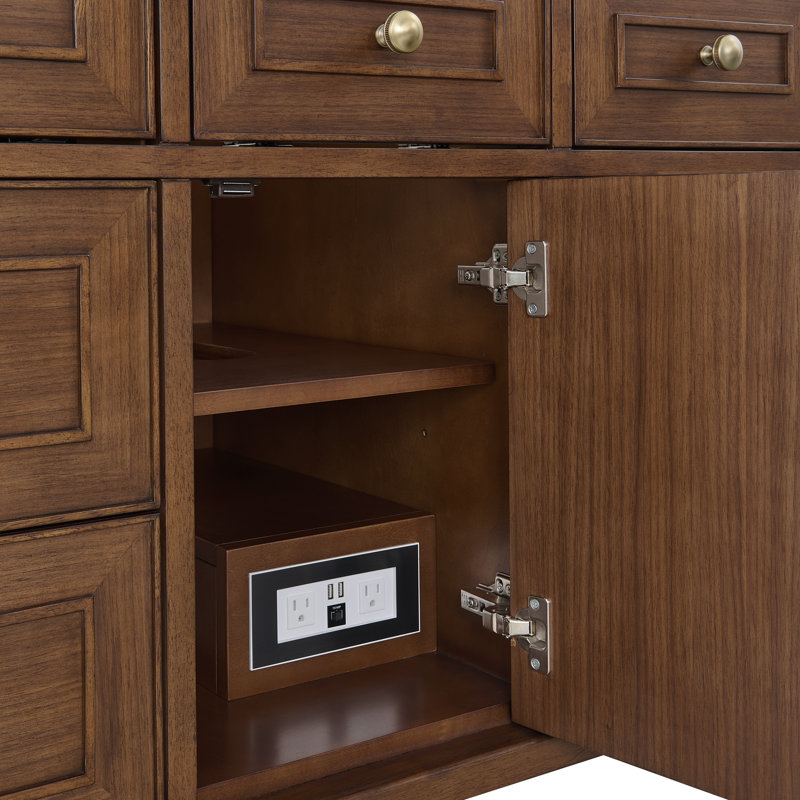 Lorelai 48'' W Single Vanity, Mid-Century Walnut, Carrara White Marble, 8" Widespread