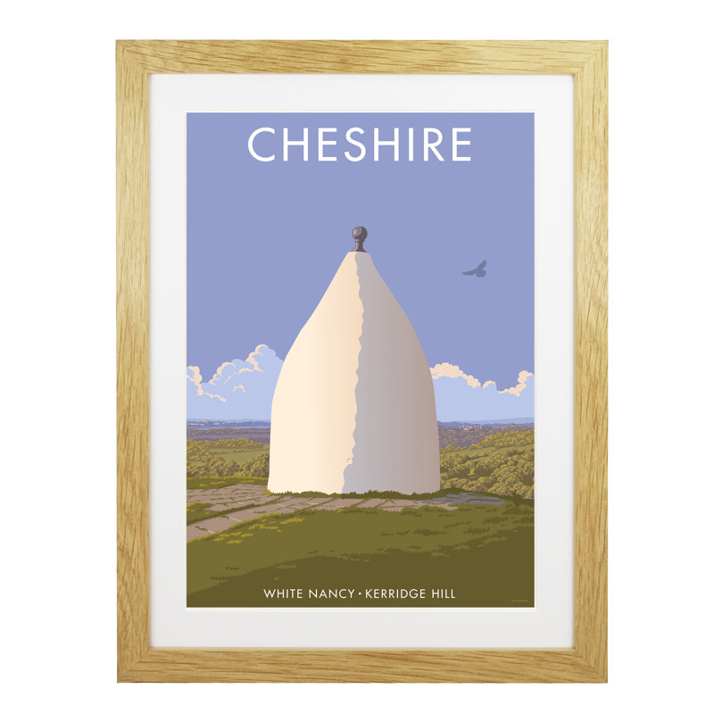 Cheshire White Nancy - Print, 50cm H x 40cm W x 3cm D, Oak Framed