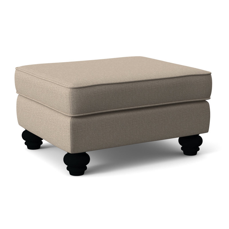 Lowell Upholstered Ottoman, Black Finish, Eggshell Crypton Performance; 0884-93