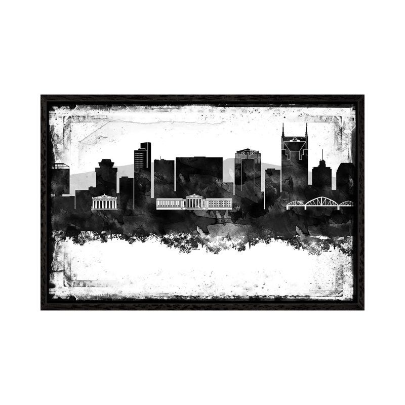Nashville Skylines - Print on Canvas, 101.6 cm H x 66.04 cm W, Black Framed