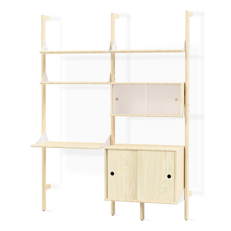 Unité de rangement multiple avec bureau Branch-2, 84 po x 64,5 po x 19 po, Blond / blanc
