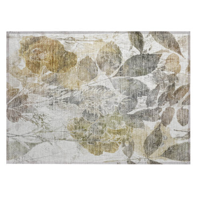 Machine Washable Indoor/Outdoor Chantille ACN2885 Botanical Rug