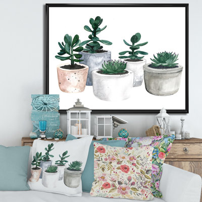 «Cactus and Succulent House Plants VI», reproduction sur cadre flottant sur toile