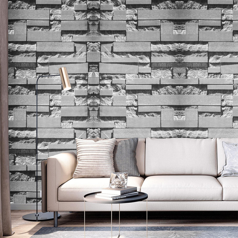 10M 3D Rustic Stone Brick Wall Paper