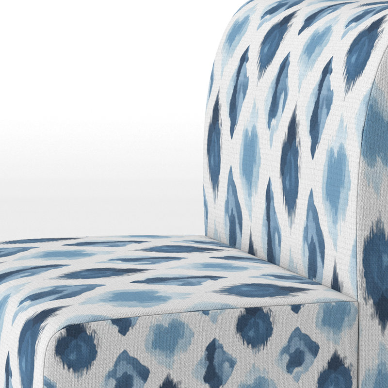 Fauteuil de chambre moderne et rembourré bleu et blanc, Pantoufle sans accoudoirs