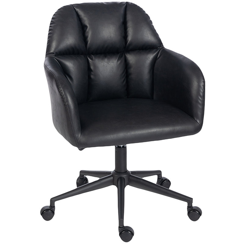 Chaise de bureau pivotante, chaise de bureau à hauteur réglable, noir, Noir