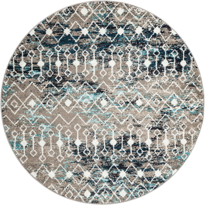 Geometric Indoor Rug, Round 6'