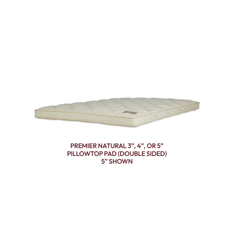 Premier Natural 5" Pillowtop Pad - Boxed Edge Construction, Twin XL, 5''