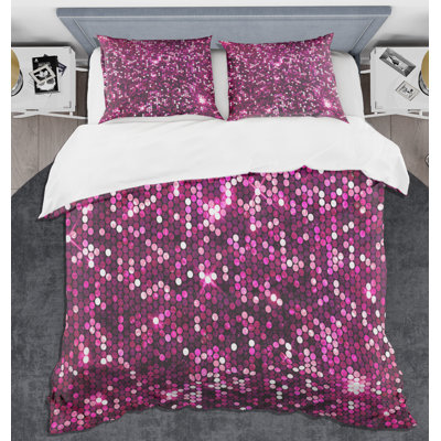 Ensemble de housse de couette mid-century Pink Sparkle Glitter