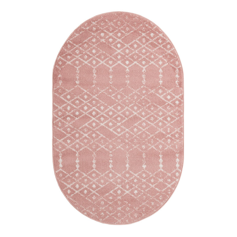 Tapis rose à motif géométrique Zoey, Ovale 3 pi 3 po x 5 pi 3 po