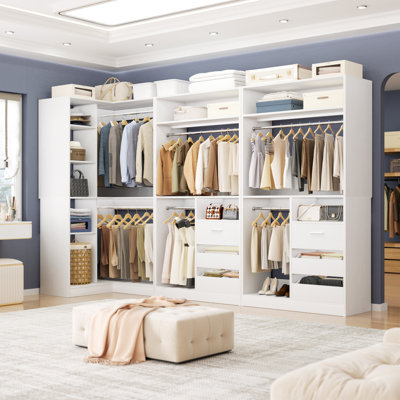 72"-108" Closet System With Drawers And Rods