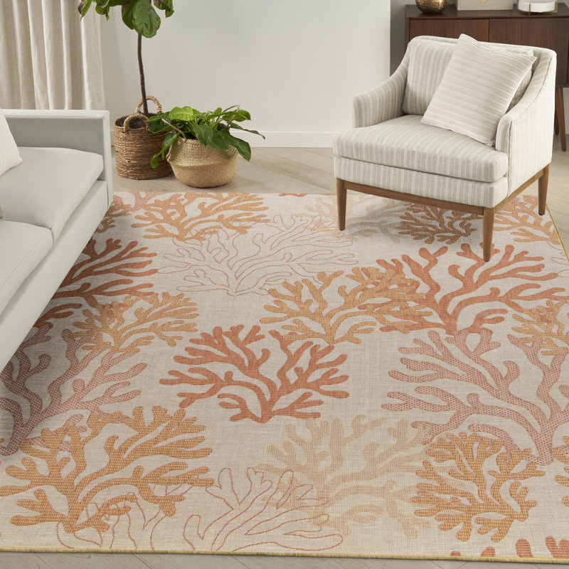 Alicemarie Floral Indoor / Outdoor Rug, Rectangle 9' x 12'