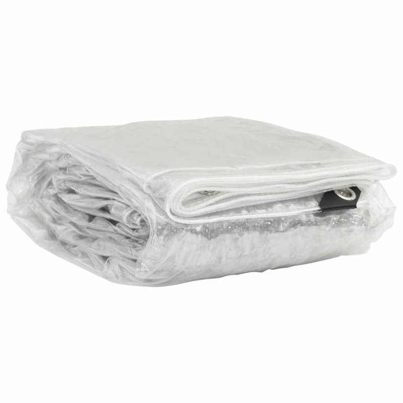 Vidaxl Clear Tarpaulin With Eyelets 9.8X26.2' PVC, White