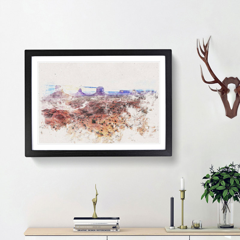 Monument Valley - Framed Print, 33cm H x 45cm W x 2cm D, Black Framed