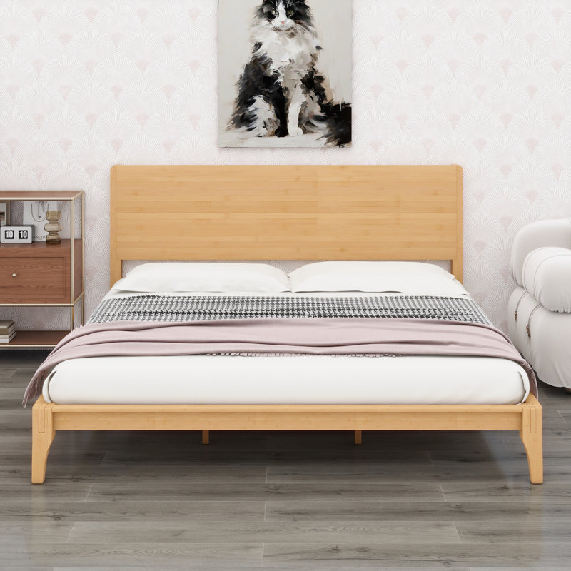 Lit plateforme en bois de bambou, Naturel