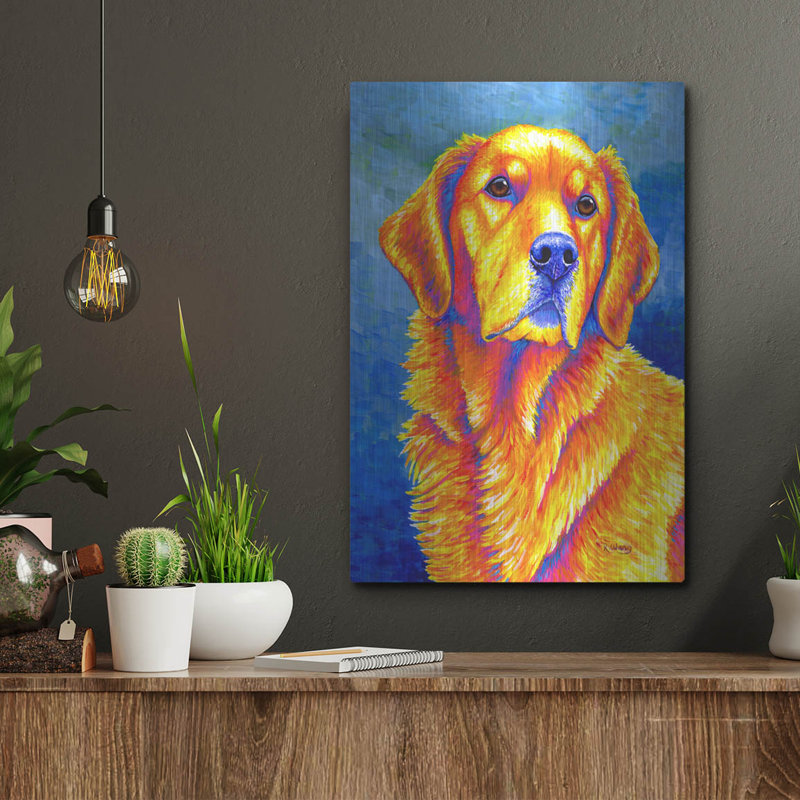 "Golden Retriever" par Rebecca Wang Art, H 16 po x l 12 po