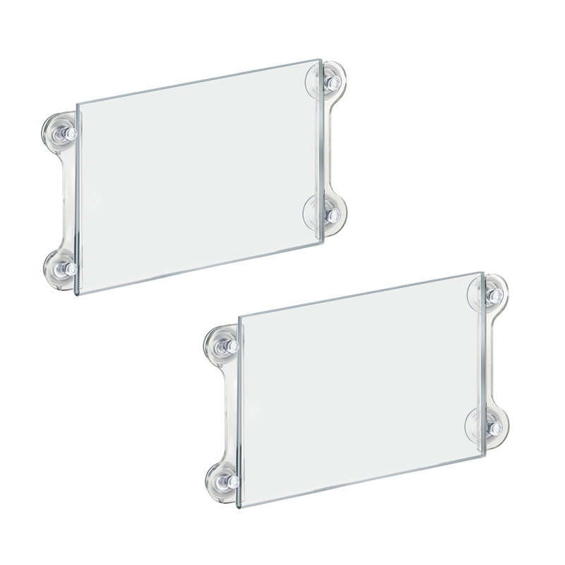 Azar Displays Clear Acrylic Window/Door Sign Holder Frame with Suction Cups 11''W x 8.5''H, 2-Pack (Set of 2)