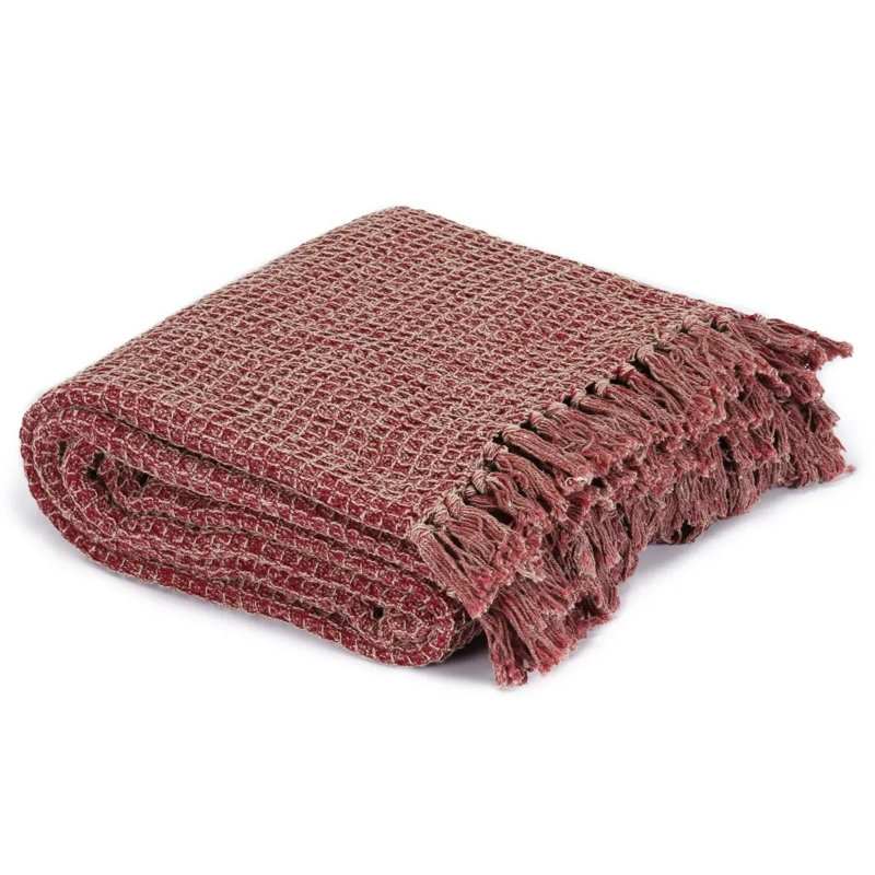 Jeté 100% coton vidaXL, L 86,6 po x L 98,4 po, Bourgogne