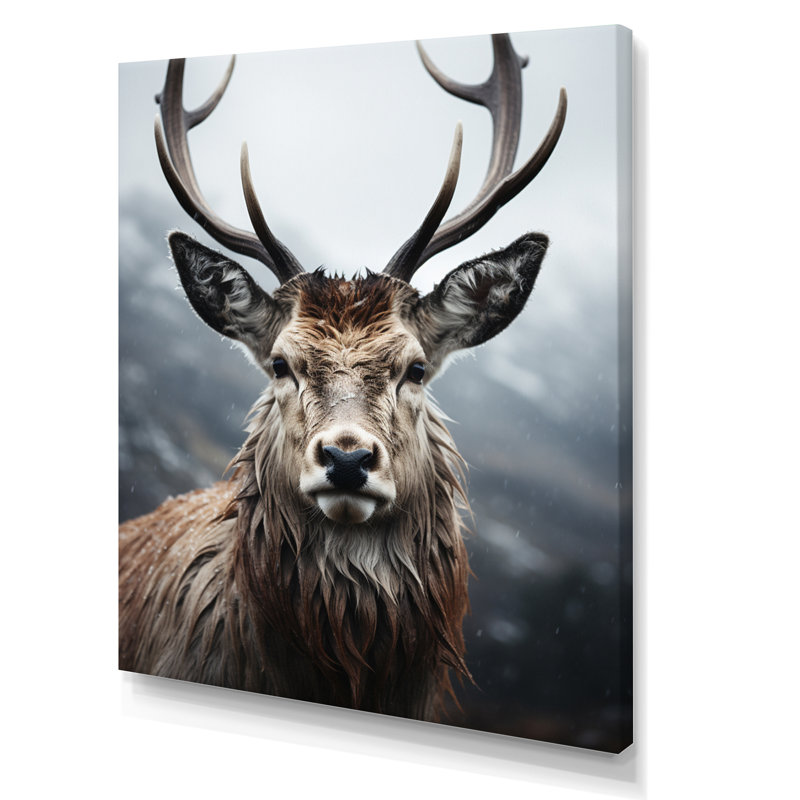 Cerf Bearnard monochrome I, H 32 po x l 24 po x P 1 po, Toile tendue