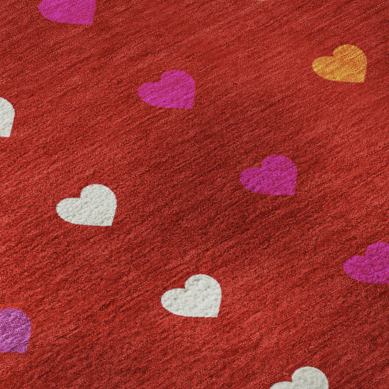 Tapis pour enfant Villers lavable à la machine de qualité supérieure, Rouge, 2 pi 6 po x 3 pi 10 po