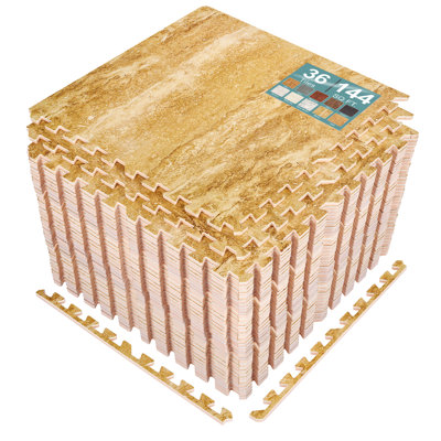 Sorbus Waterproof Wood Grain Foam Floor Tiles, 36 Tiles, 144 Sq Ft, Interlocking, Marble