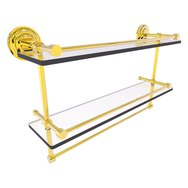 Étagère 2 pièces avec barre à serviettes leamore, H 12 po x l 22 po x P 5 po, Laiton poli