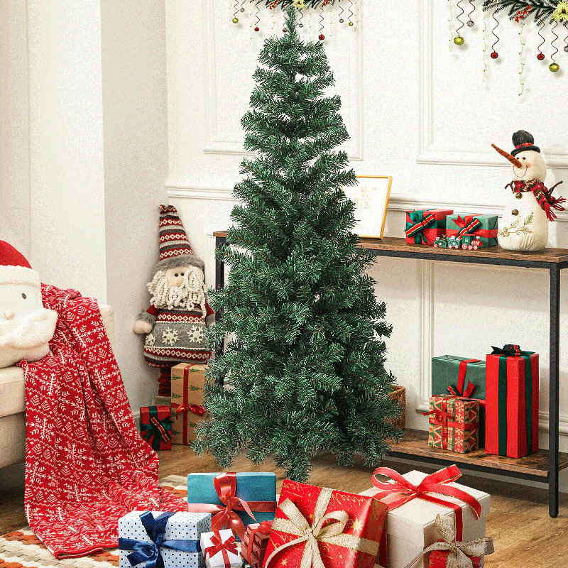Arbre de Noël artificiel, arbre de Noël avec branches en PVC pour la fête de Noël au bureau à domicile, 4.5', Non pré-éclairé