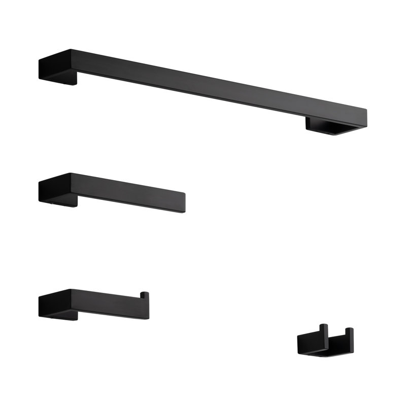 Stainless Steel Wall-Mounted 4-piece bathroom hardware set, Matte Black