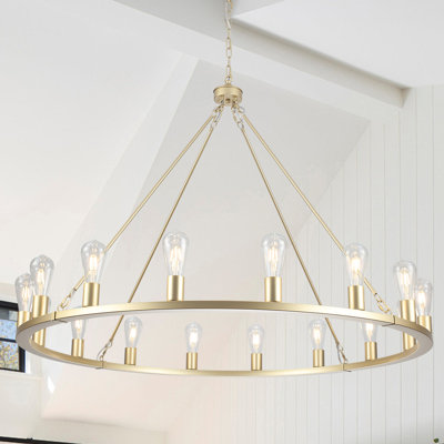 Luminaire de style chandelier de style campagnard rond à 16 lumières de 31 pouces avec ampoule E26