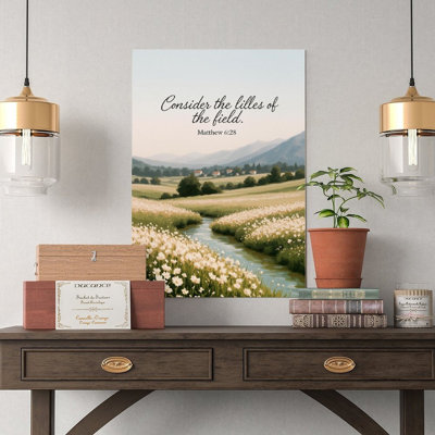 Canvas Wall Art Consider The Lilies Matthew 6 Scripture Landscape Bible Verse Wall Art Vintage Poster Print Home Decor