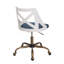 Chaise de travail Charlotte en métal cuivré antique, bois texturé blanc et tissu bleu par Lumisource