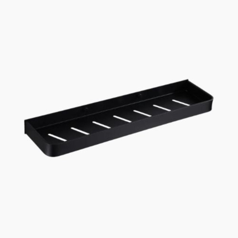 Tablette de douche en aluminium - Support de rangement mural en coin noir pour salle de bain