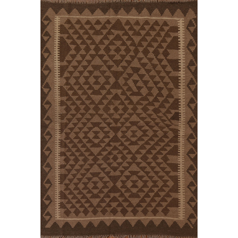 Geometric Kilim Wool Area Rug 5x7