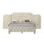 Grand lit contemporain tapissier avec tête de lit capitonnée surdimensionnée