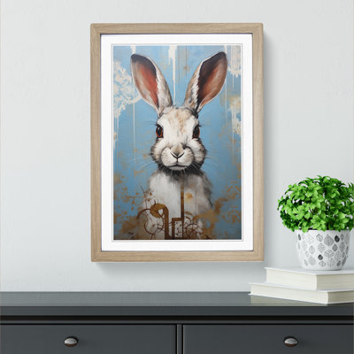 XYZ-FRM-V1223-5348 Rabbit Modern No.2 - Single Picture Frame Print on Wood