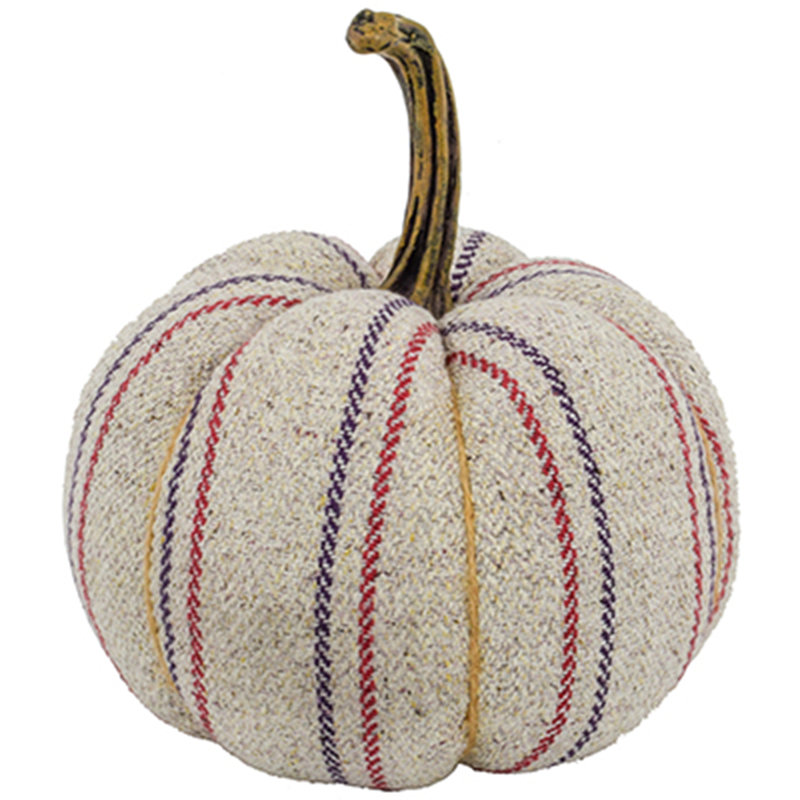 Tissu rayé citrouille lestée, H 8,3 po x l 6,7 po x P 6,7 po, Gris/rose/bleu
