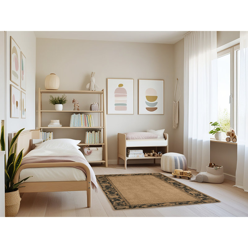 Tapis brun français lavable à la machine, Rectangle 4pi x 6 pi