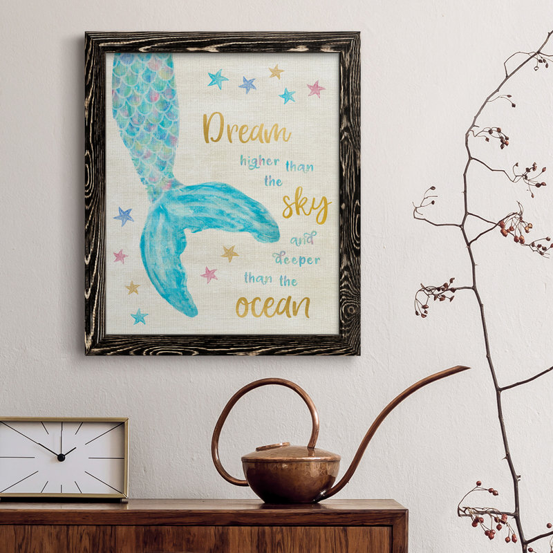 Mermaid Dream - Peinture sur toile encadrée, Toile avec cadre noir, H 44 po x l 31 po x P 1 po