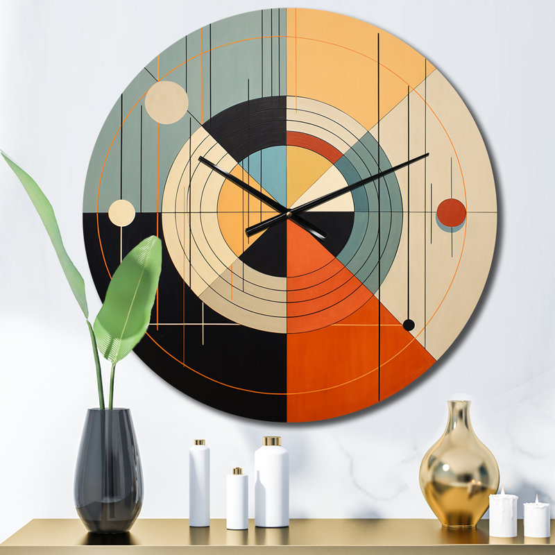 Syncronicities Midcentury Elegant Retro Art VII - Horloge murale moderne Mid-Century, Moyenne