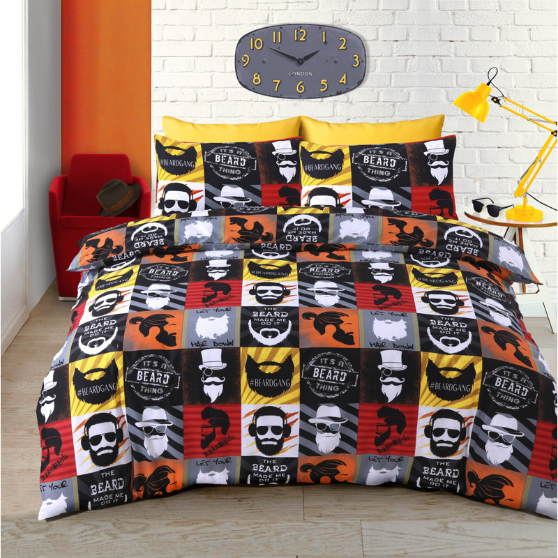 Rasheema Duvet Set, Black, Fun Its A Beard Thing, Double - 2 Standard Pillowcases