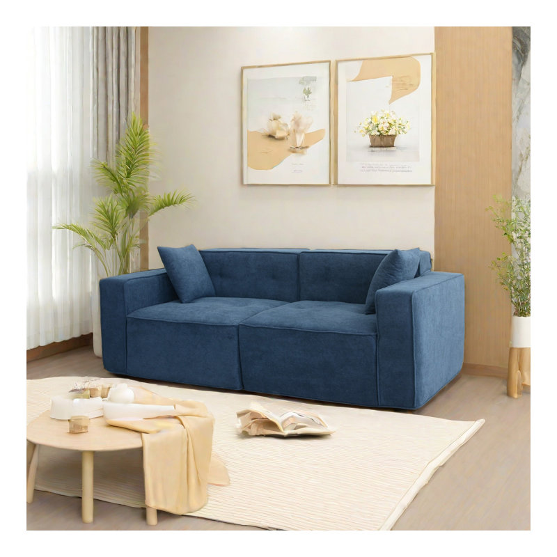 Canapé moderne en peluche 3 places avec coussin de compression en mousse Le coussin en polyester doux et la grande profondeur d'assise confèrent au grand canapé un petit volume