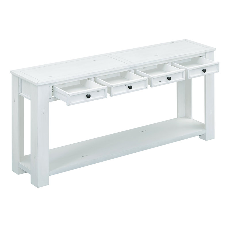 Console en bois massif 63 po Teshayla, Blanc antique