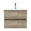 Meuble-lavabo mural de 61 cm (24 po) en chêne brut avec lavabo en céramique intégrée, grand espace de rangement suspendu pour salle de bain moderne, glissières à fermeture douce et silencieuse, 20 % d'espace de rangement supplémentaire, design élégant des poignées, panneaux E1 en plus