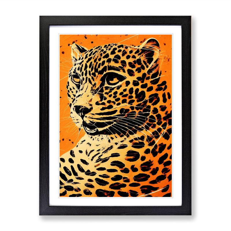 Leopard Painting Collage - Picture Frame Print, 64cm H x 46cm W x 2cm D, Oak